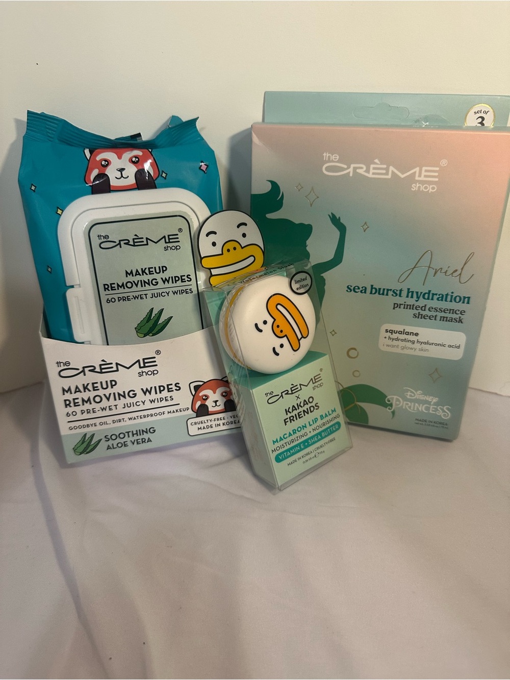 The Crème Shop x Disney Ariel Kakao Friends Tube Bundle Sheet Mask Lip Balm